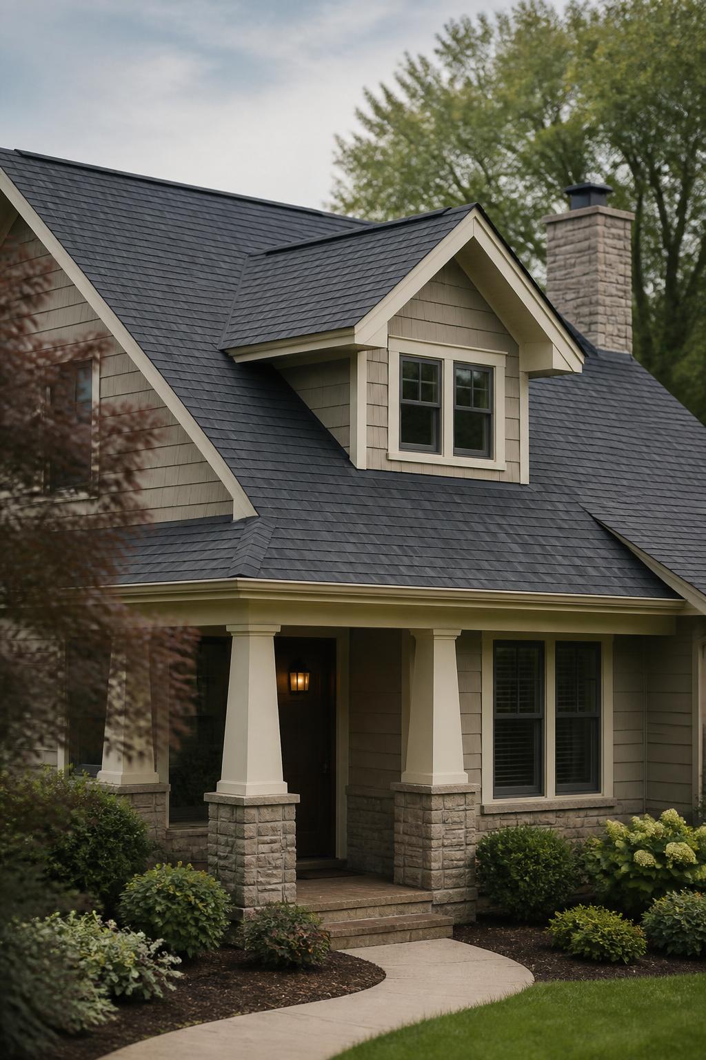 Well-kept home exterior with a clean finished roof installation.
